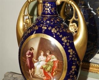 Alexander Abelas Austria-Royal Vienna- painted cobalt & gold urn