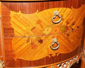 French inlaid marquetry curio cabinet-c1900-1920