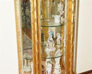 Antique gold gilt display cabinet-c1880