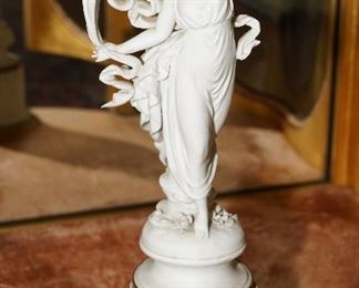 Early Meissen draped lady with gold accents