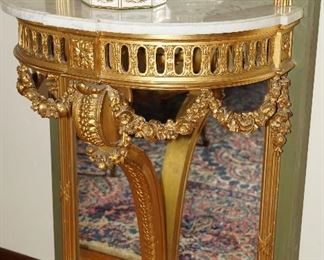 French Trumeau Pier Mirror & Demi-lune Console