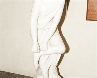 Italian solid white marble female sculpture