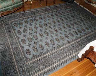 Gorgeous blue & ivory silk/wool floor rug-6 x 9
