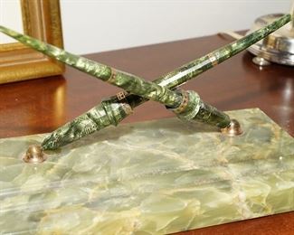 Vintage green marble pen & pencil set