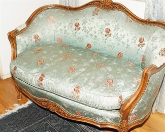 Silk covered settee/sofa