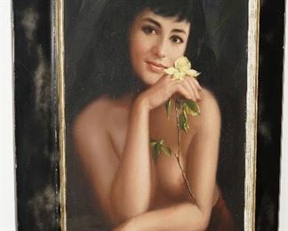 Dark haired nude painting-Rick Gonzalez