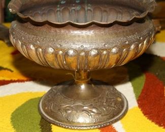 Copper pedestal bowl