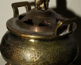 Etched brass urn 