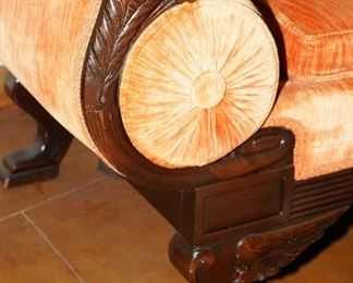 Super cool claw feet on this Empire sofa