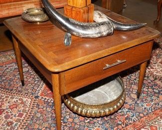 Mid Century two tone inlaid wood Lane end table/coffee table