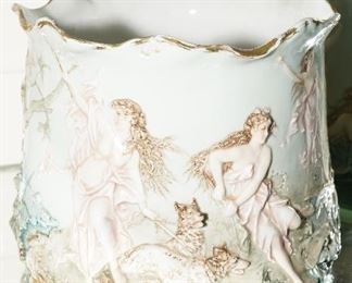 Continental porcelain figural jardiniere-c1880