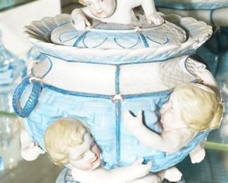 Antique KPM cherub biscuit jar-c1830