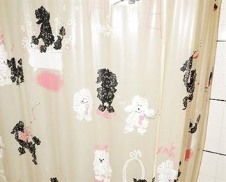 Vintage poodle shower curtain