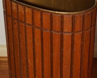 Mid century Ransburg wood slat waste basket