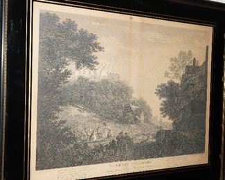 This engraving is quite old with an incredible black frame-the original owner paid over $700.00 for this piece. 