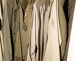 Vintage wool & cotton shirts and uniforms as well as a short wool army coat