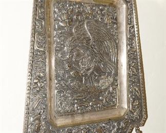 Hammered & carved silver eagle wall hanging-this piece is about 2ft long from top to bottom and signed on the back by the artist.