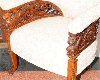 Hand carved early 19th century Griffin bucket chair