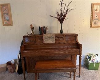 Yamaha piano beautiful carvings with bench