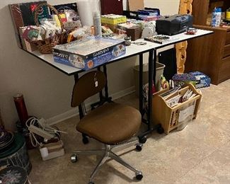 Drafting table, office chairs and lots of office items
