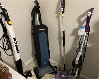 Oreck and Shark vacuums plus outside wet vacs 