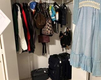 Vintage type clothes, rolling  suitcases. Bags and more Women’s clothes L and XL