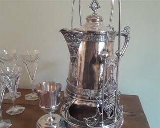 Victorian water kettle and chalaice