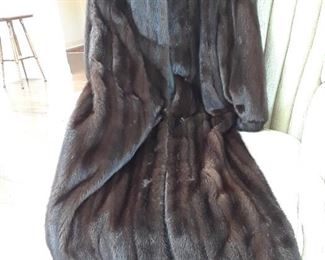 Black Gamma full length mink coat from Sakowitz.. size 8- 10