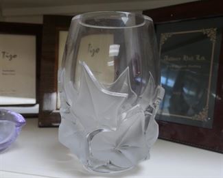 Lalique vase, ivy leaves