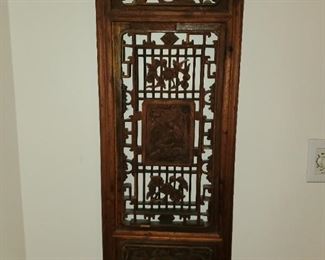 Wooden carved window panel. Certified over 100 years old.