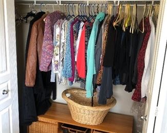 Ladies size 7&8 shoes - m-l-xl clothes & the open storage bench with baskets is for sale too 