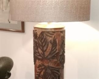 Antique wall paper roller converted into lamp
