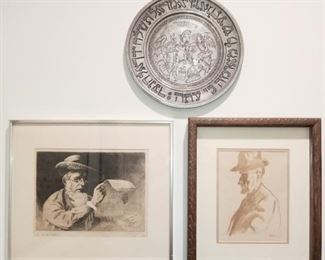 Signed T.W. Wood copper plate engraving (dated 1882)