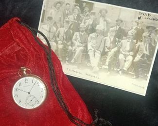 Historic 14k gold Marcus & Co. pocket watch engraved. Given to AP reporter David Lawrence (founder of US NEWS & WORLD REPORT) for coverage of Mexican Revolution, 1911