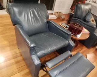 ...as shown in the picture above. Teal blue. A wonderful recliner that doesn't look like a recliner when closed. We have a matching set of two!