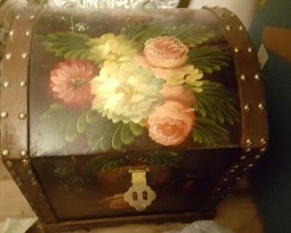 HAND PAINTED SMALL CHEST IN LIVING ROOM