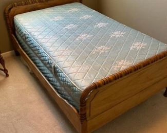 3/4 size antique bed with custom box and mattress. (45 x 72)