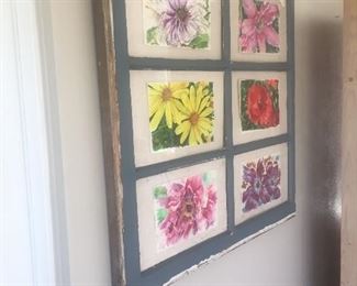 Original watercolors in vintage window case