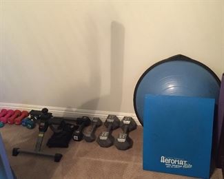 Whole room full of workout equipment