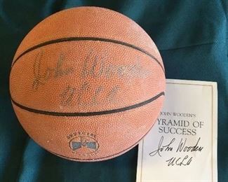 John Wooden signed basketball