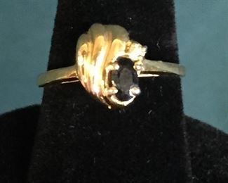 14 K Gold Sapphire and Diamond.