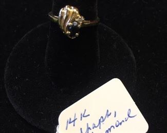 14 K Gold Sapphire and diamonds .