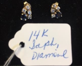 14 K Gold Sapphire and Diamonds.