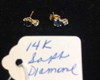 14 K Gold Sapphire and Diamonds.