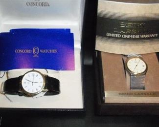 Concord and Seiko watches with case