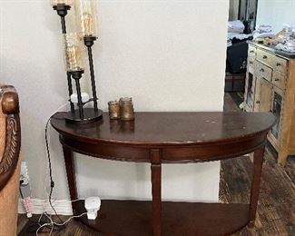 Sofa table 50in $75, Set of lamps $50ea