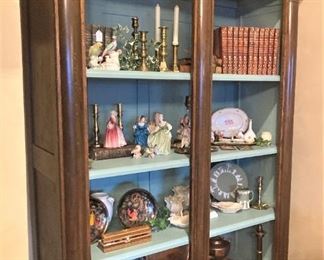 Antique armoire converted to a shelving unit/display space