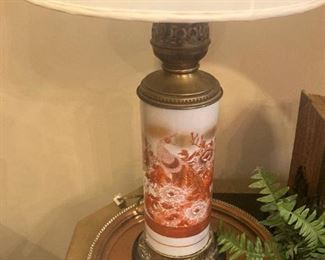 Vintage lamp; brass tray