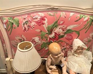 Vintage beds and antique dolls . . . These twin headboards were custom made for Jane Whitney when she was a young girl.
