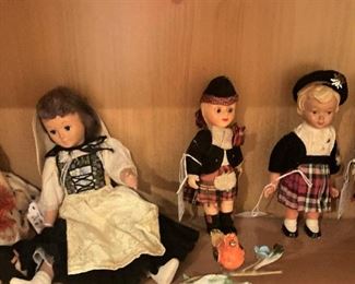 Variety of vintage dolls